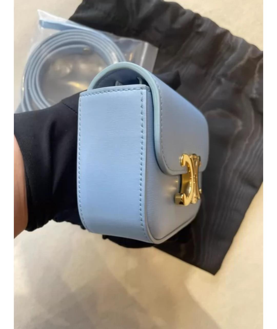 CELINE PRE-OWNED Голубая кожаная сумка через плечо, фото 2