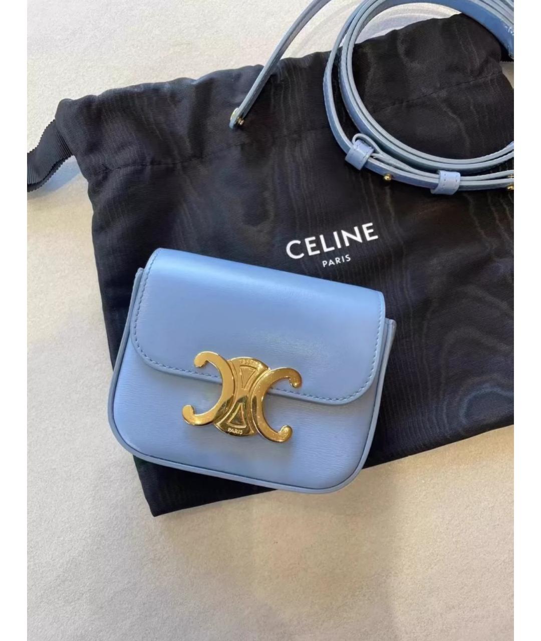CELINE PRE-OWNED Голубая кожаная сумка через плечо, фото 9