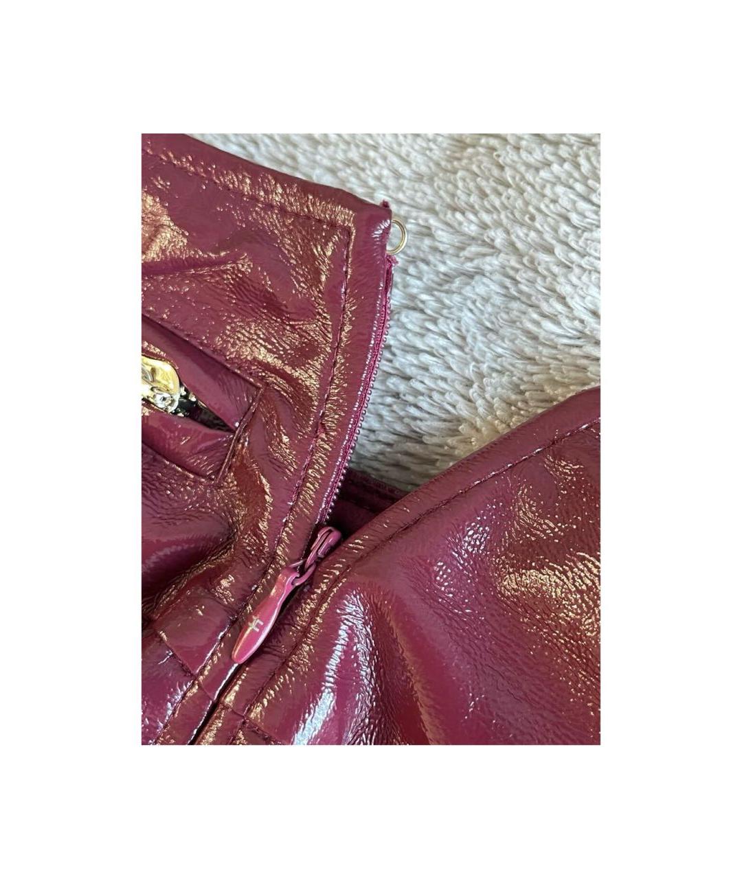 ELISABETTA FRANCHI Бордовая полиэстеровая юбка мини, фото 5