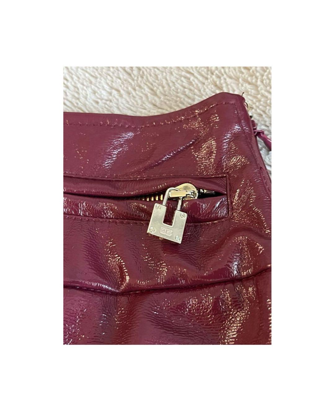 ELISABETTA FRANCHI Бордовая полиэстеровая юбка мини, фото 4