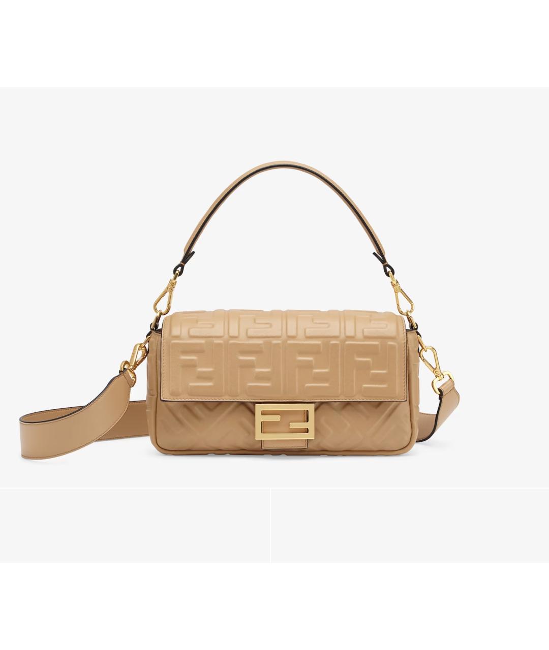 FENDI Бежевая кожаная сумка через плечо, фото 8