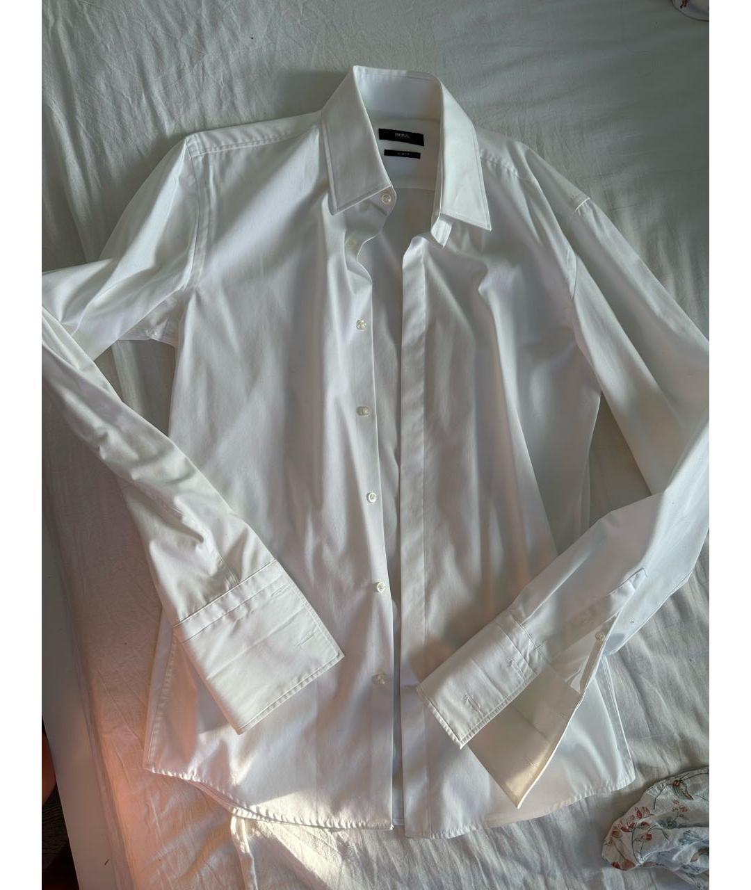 HUGO BOSS Белая хлопковая классическая рубашка, фото 3