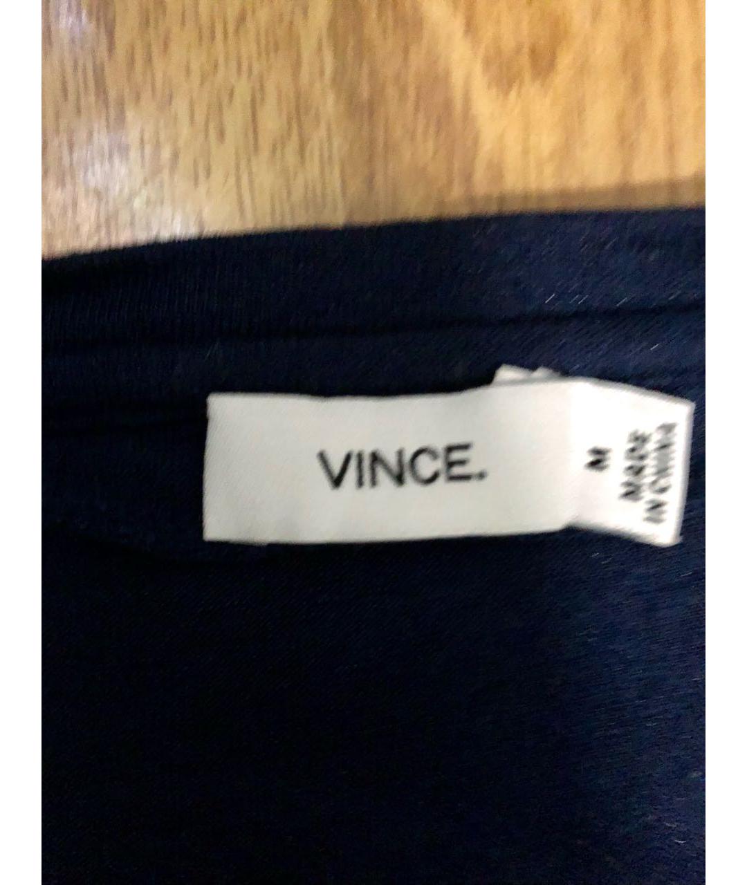 VINCE Темно-синяя полиэстеровая футболка, фото 4