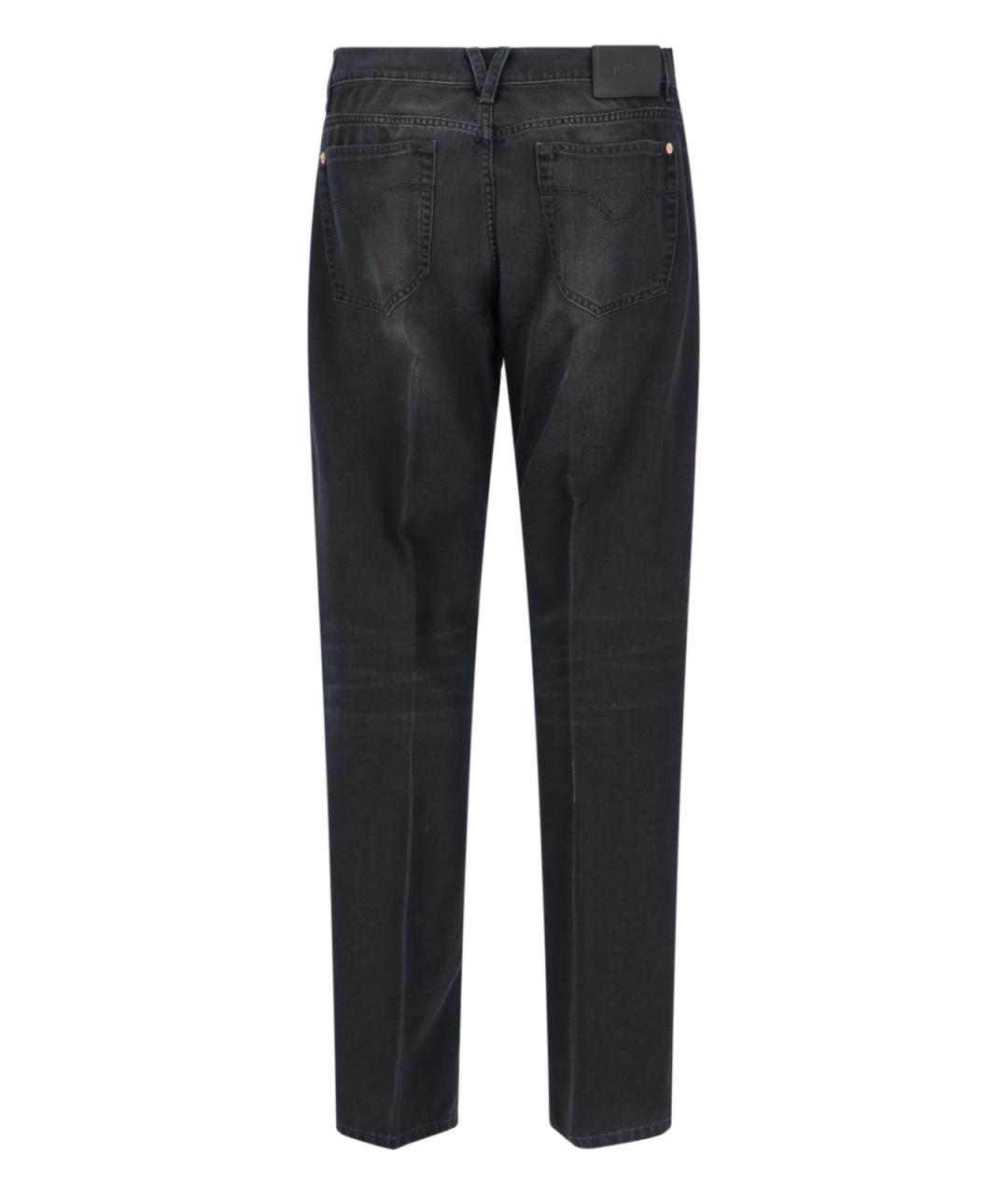 VERSACE Серые хлопко-полиэстеровые прямые джинсы, фото 2
