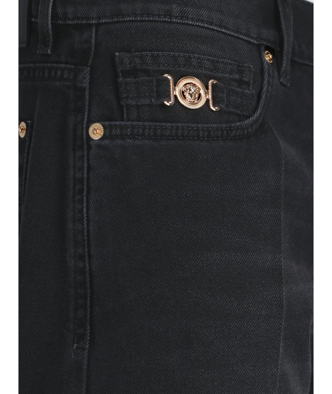 VERSACE Серые хлопко-полиэстеровые прямые джинсы, фото 4