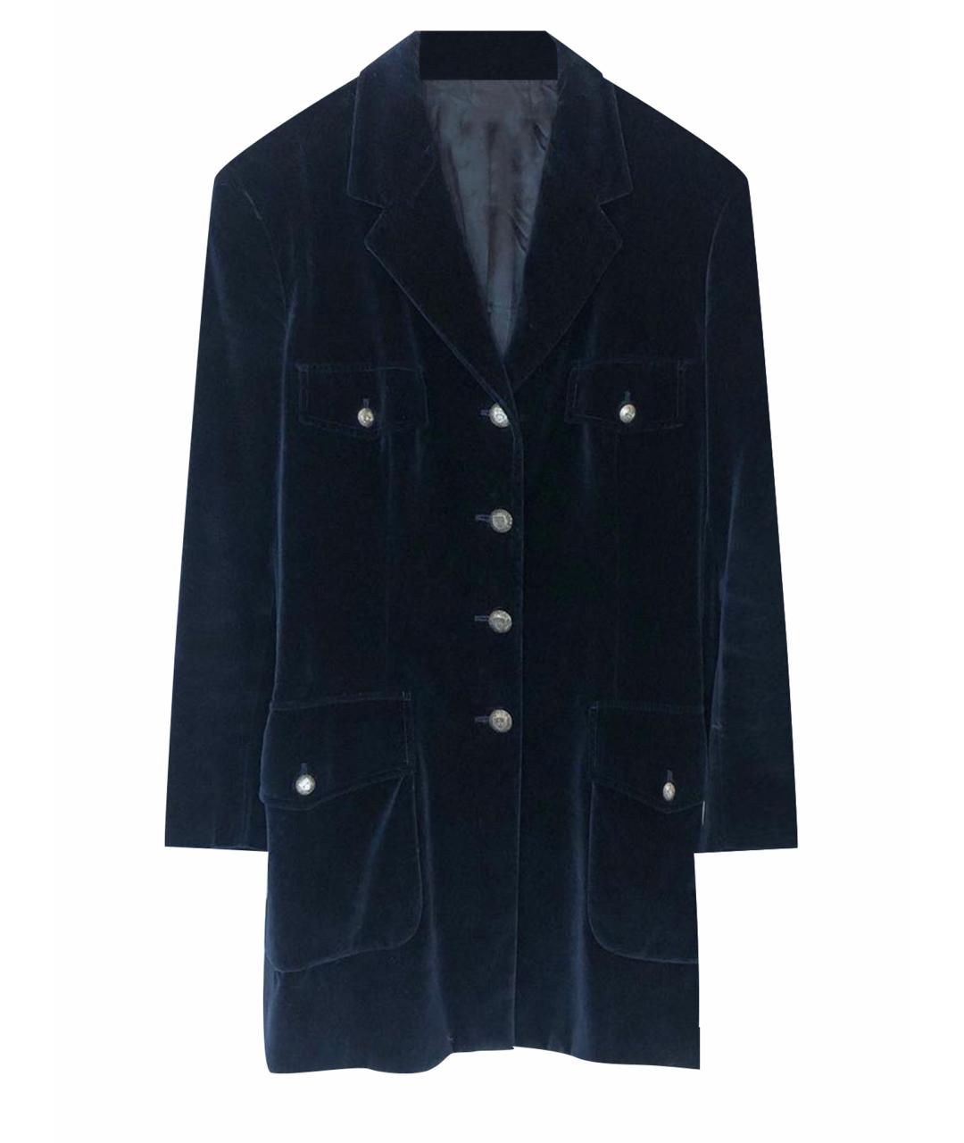 VALENTINO Темно-синий велюровый жакет/пиджак, фото 1