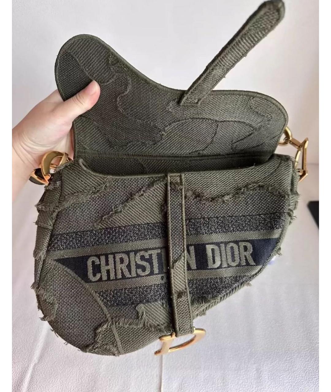 CHRISTIAN DIOR PRE-OWNED Хаки твидовая сумка через плечо, фото 6