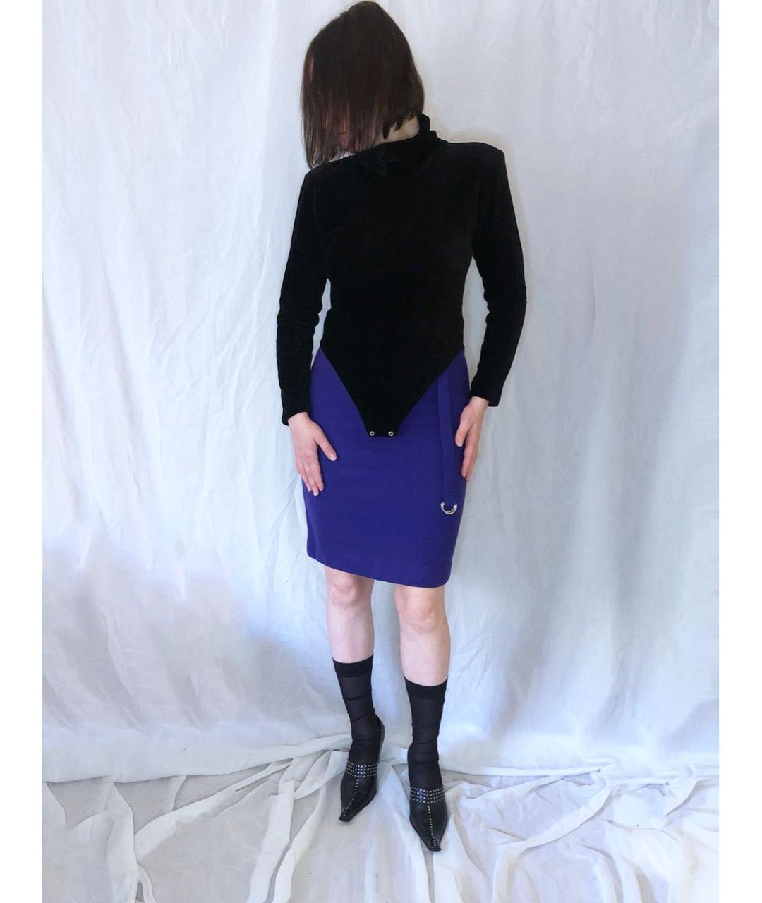 COURREGES VINTAGE Фиолетовая шерстяная юбка мини, фото 6