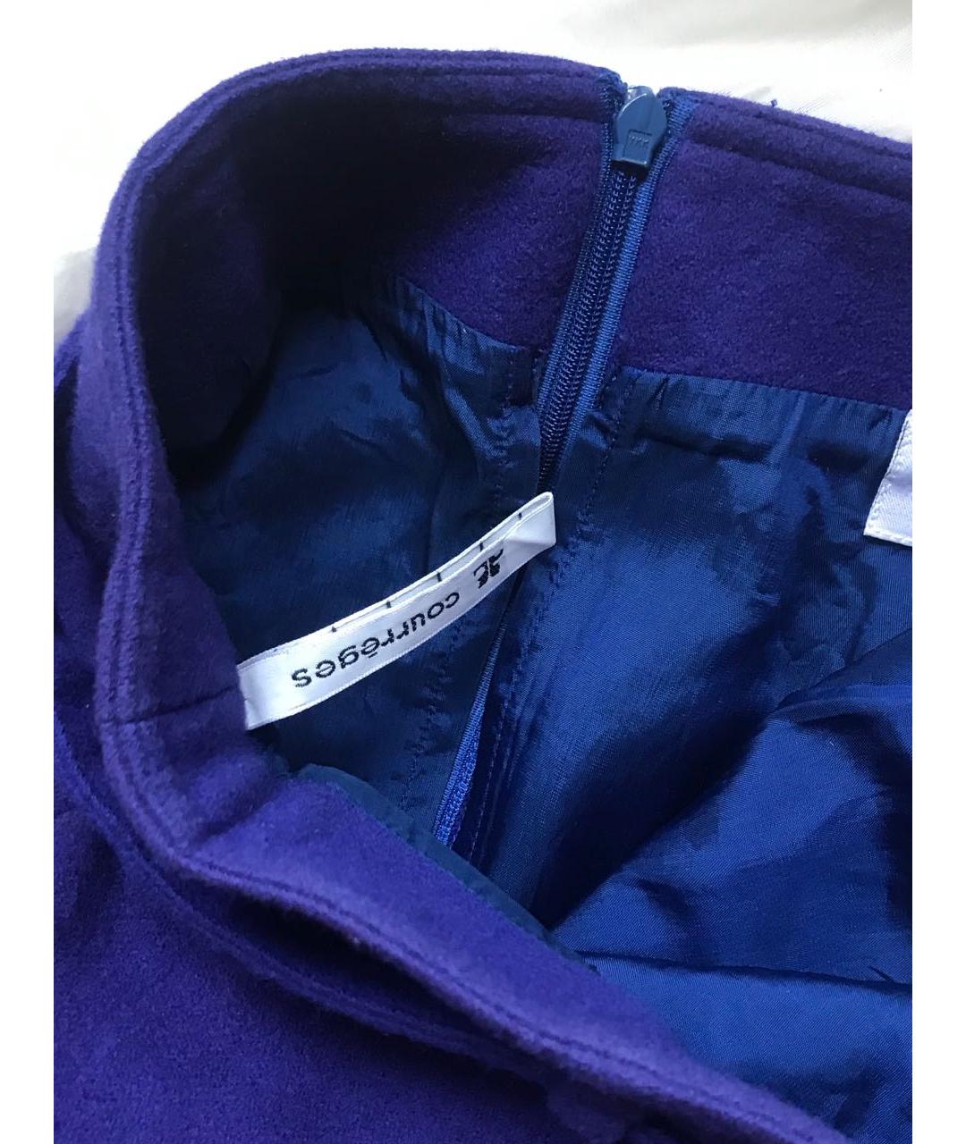 COURREGES VINTAGE Фиолетовая шерстяная юбка мини, фото 4