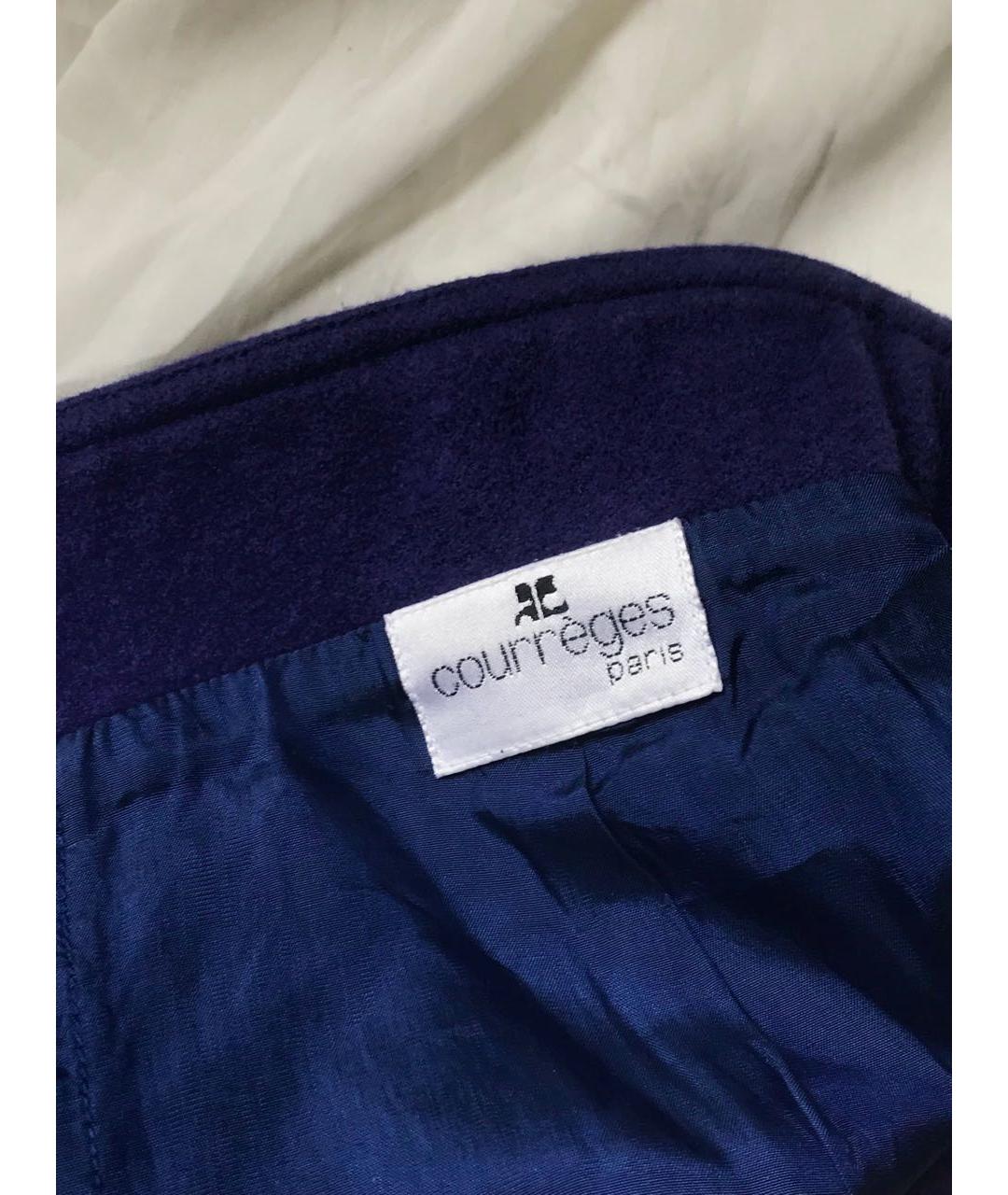 COURREGES VINTAGE Фиолетовая шерстяная юбка мини, фото 2