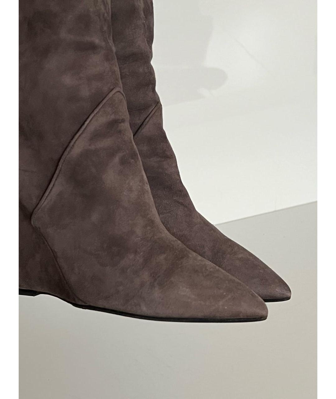 SAINT LAURENT Серые замшевые сапоги, фото 4