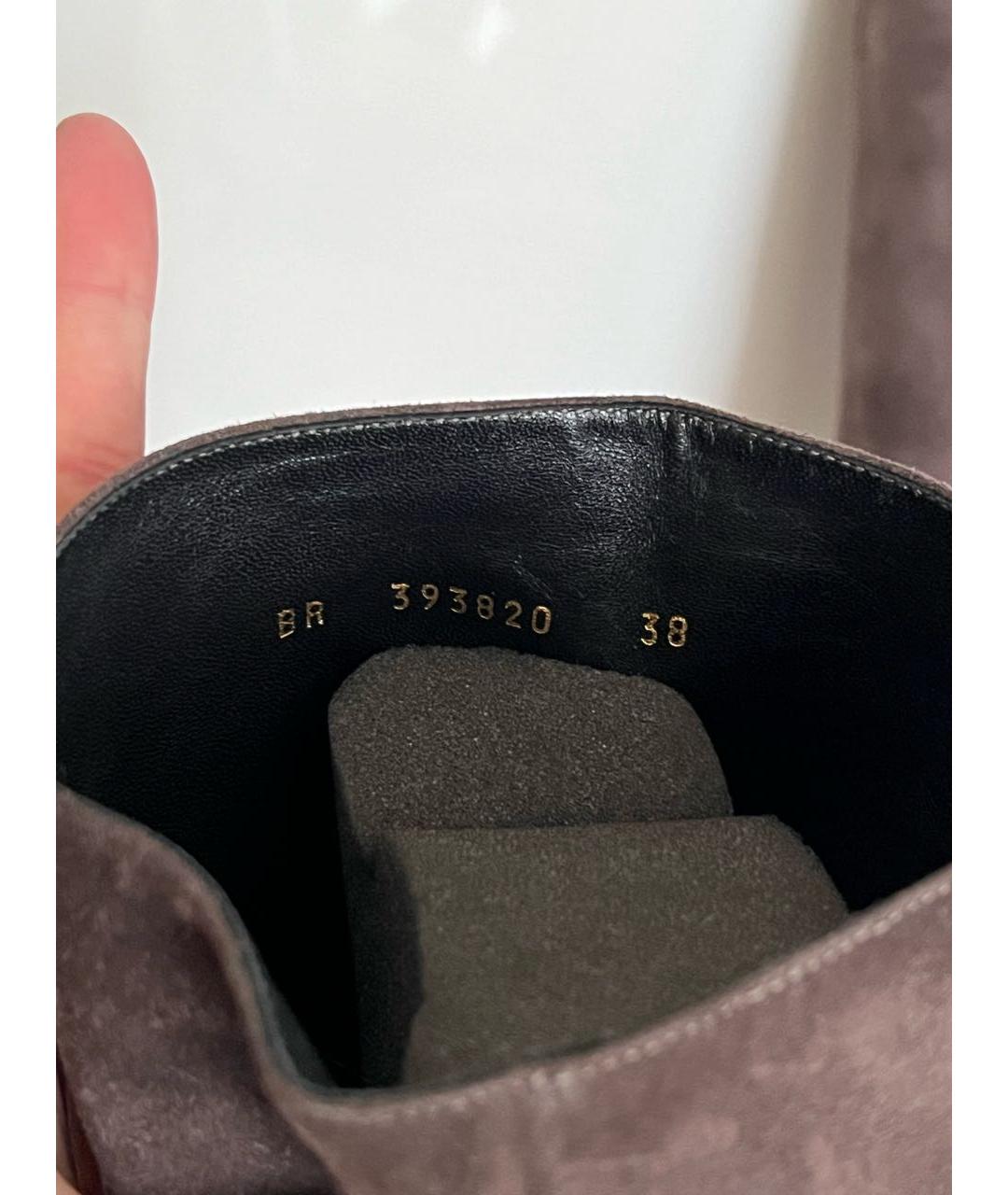 SAINT LAURENT Серые замшевые сапоги, фото 7