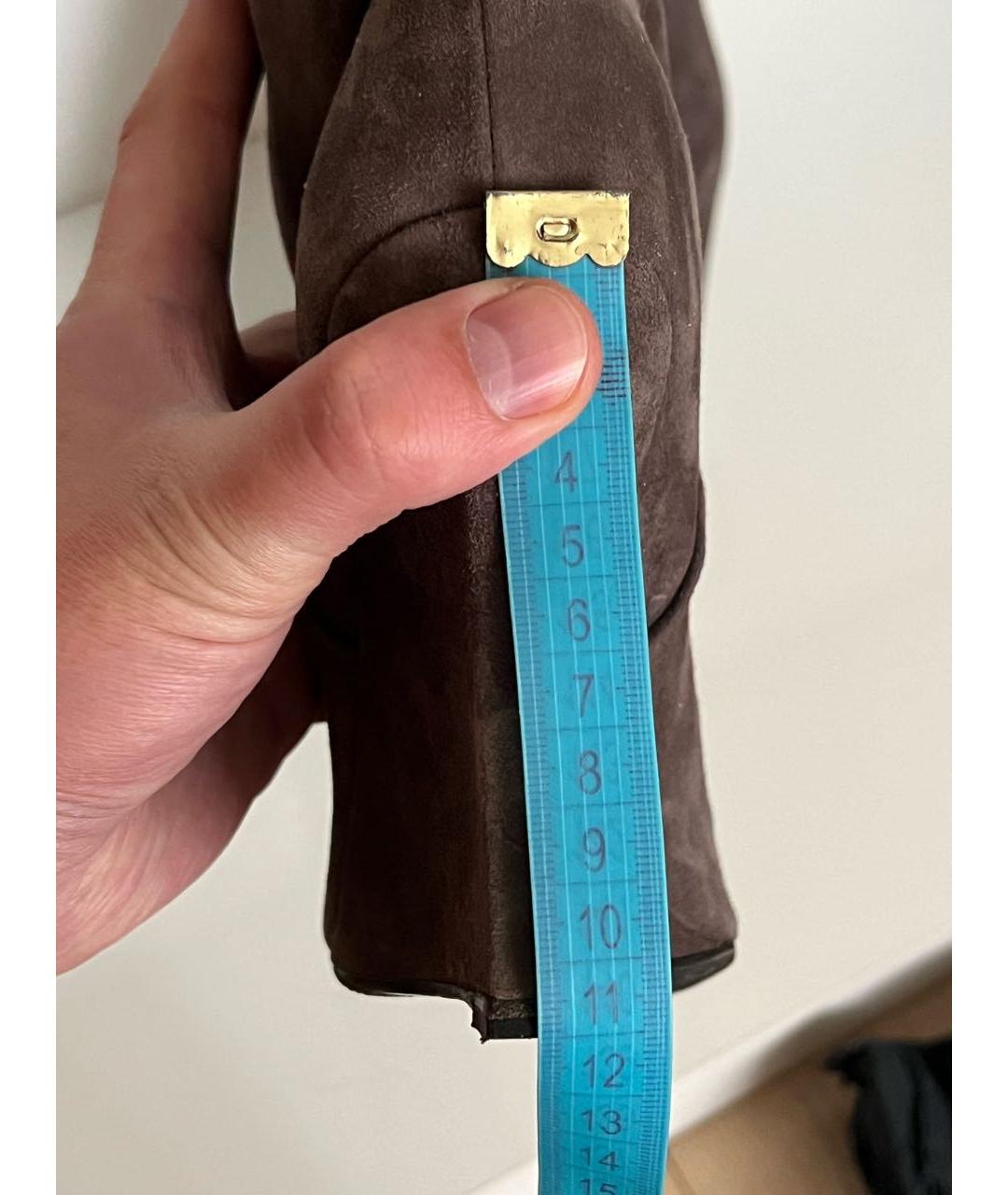 SAINT LAURENT Серые замшевые сапоги, фото 8