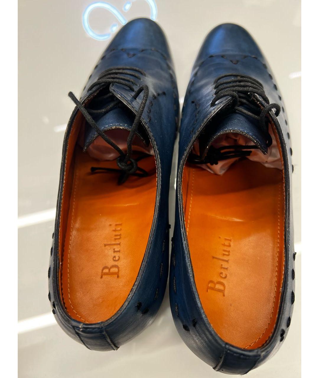 BERLUTI Синие кожаные туфли, фото 2
