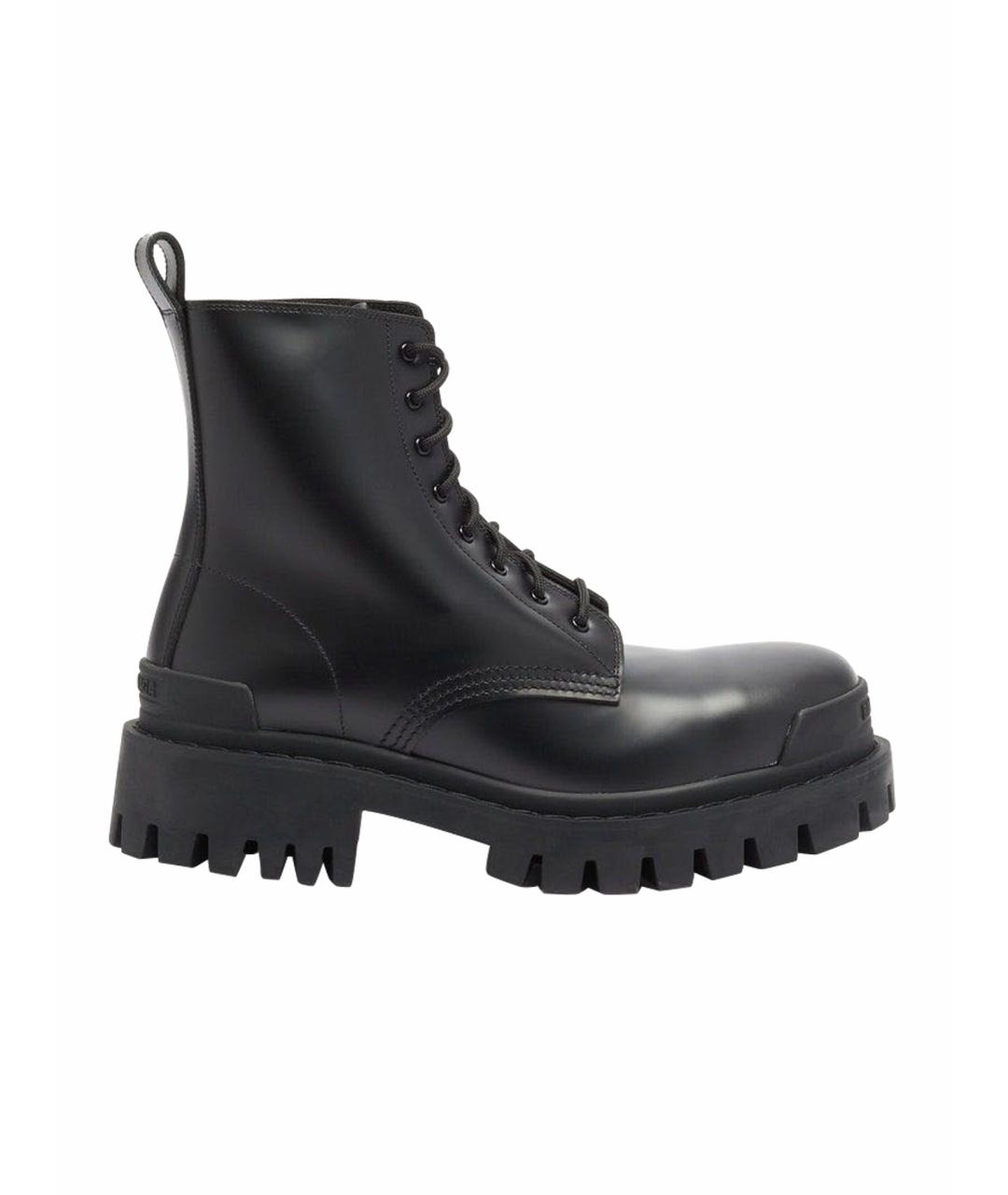 BALENCIAGA Черные кожаные ботинки, фото 1