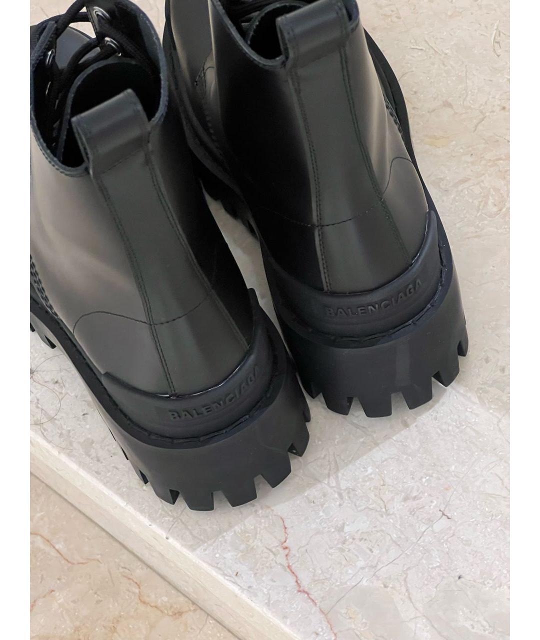 BALENCIAGA Черные кожаные ботинки, фото 4