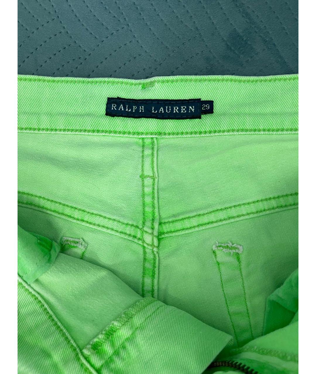 RALPH LAUREN Салатовые хлопко-эластановые прямые джинсы, фото 4