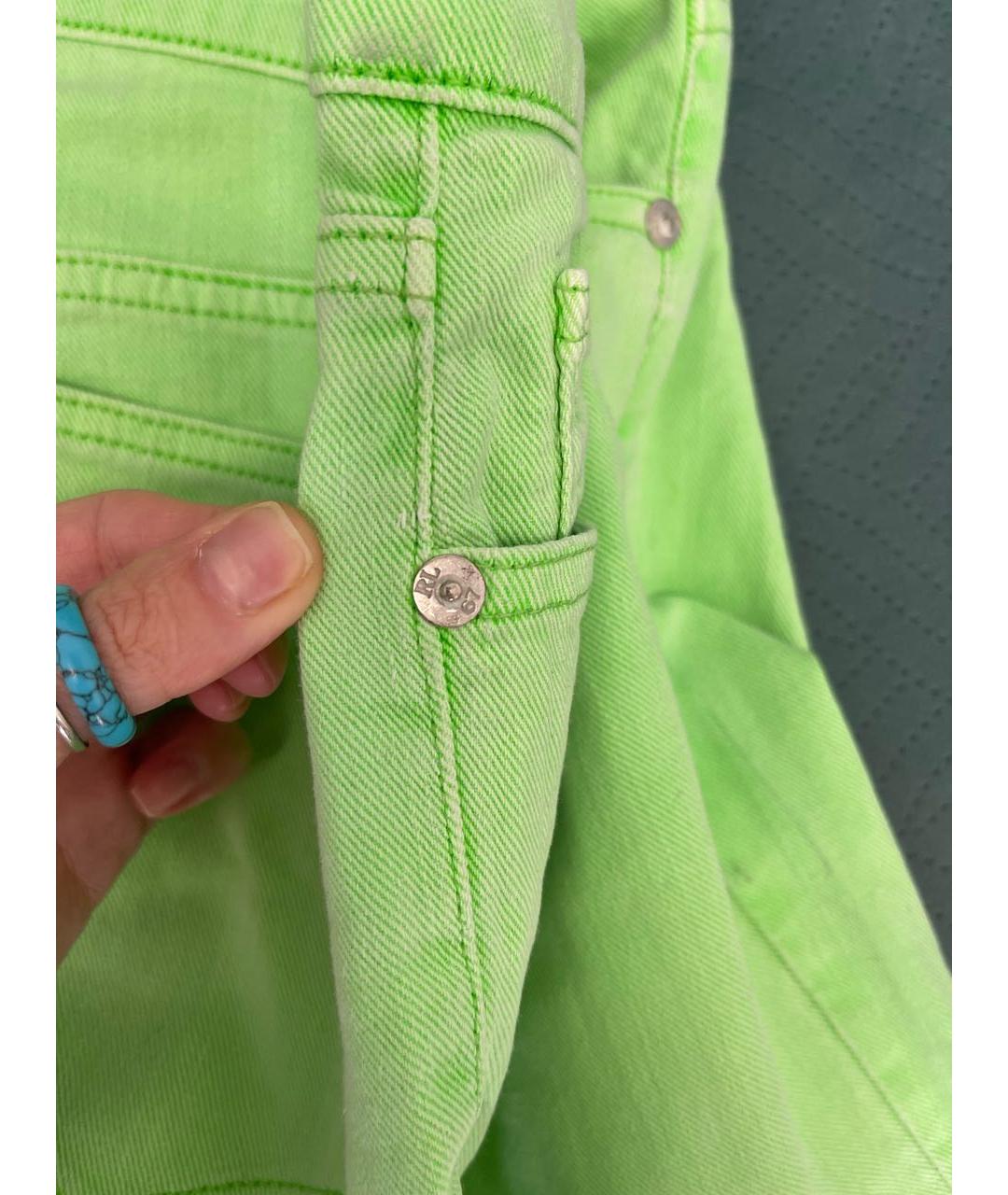 RALPH LAUREN Салатовые хлопко-эластановые прямые джинсы, фото 6