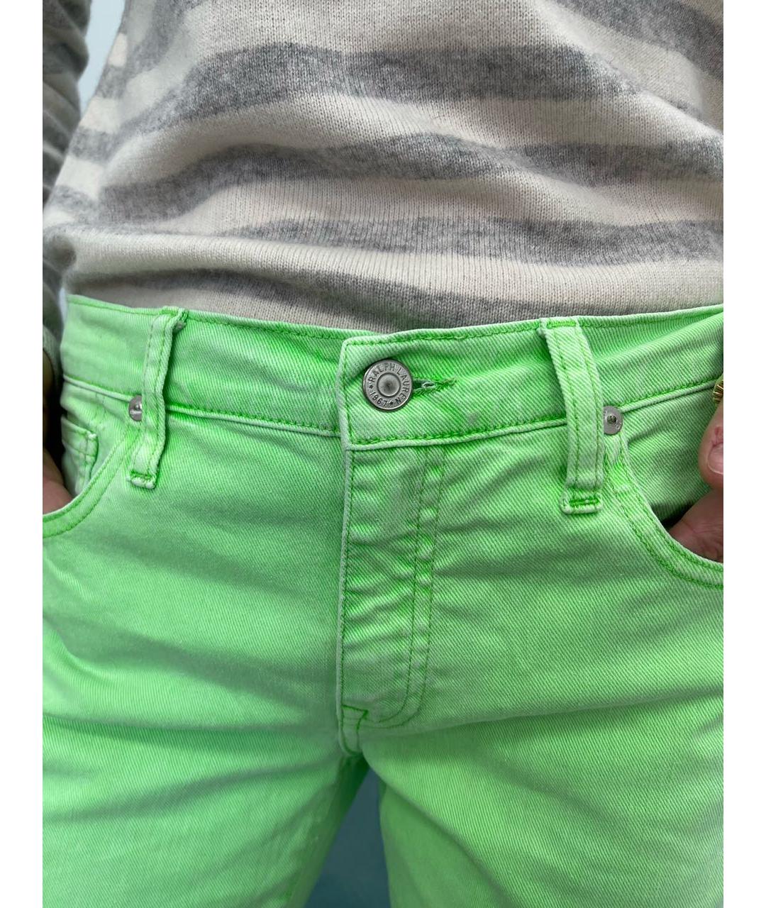 RALPH LAUREN Салатовые хлопко-эластановые прямые джинсы, фото 3