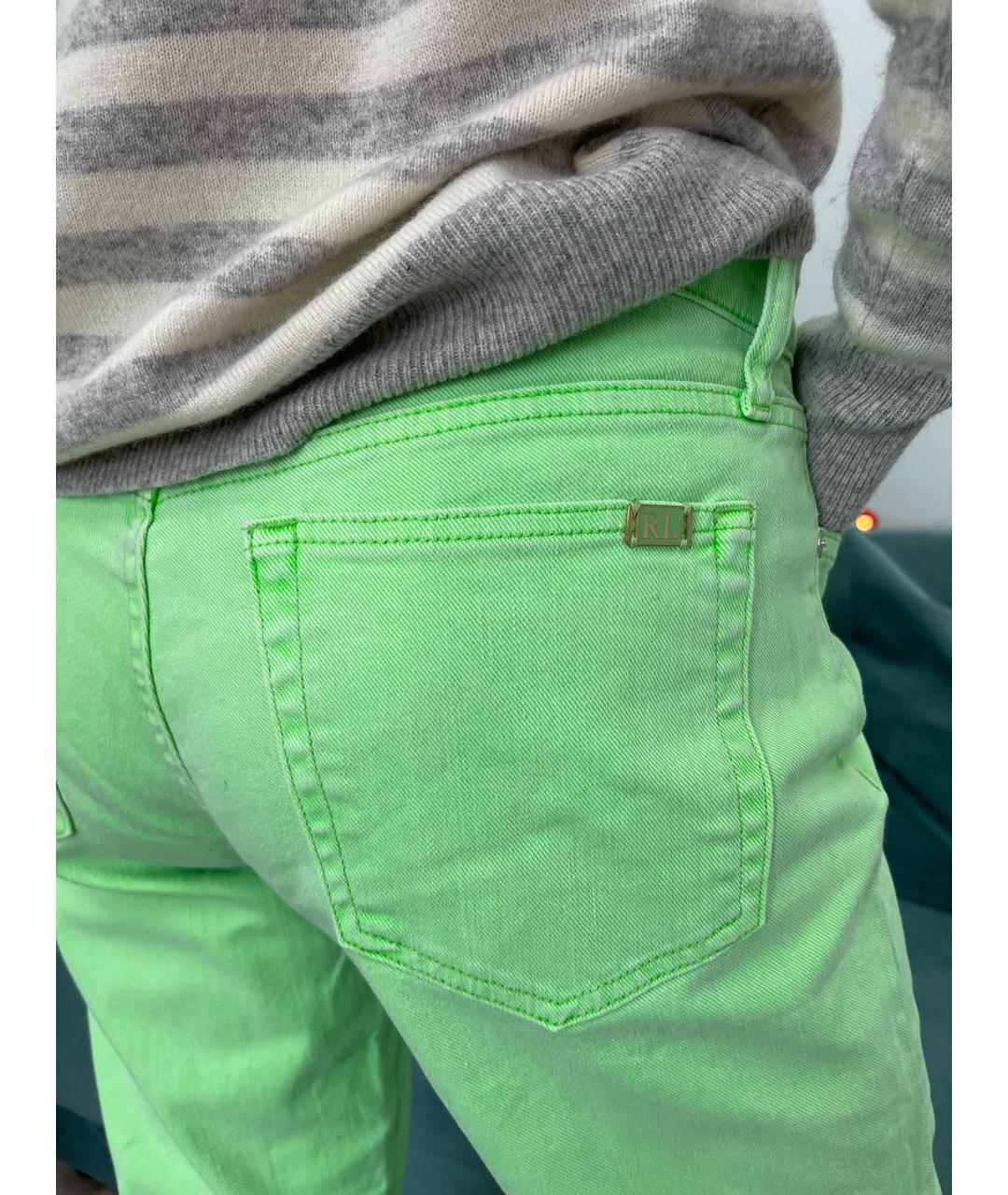 RALPH LAUREN Салатовые хлопко-эластановые прямые джинсы, фото 7
