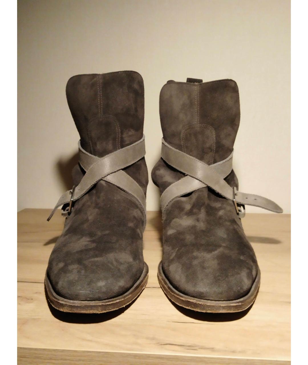 HERMES PRE-OWNED Антрацитовые замшевые высокие ботинки, фото 2