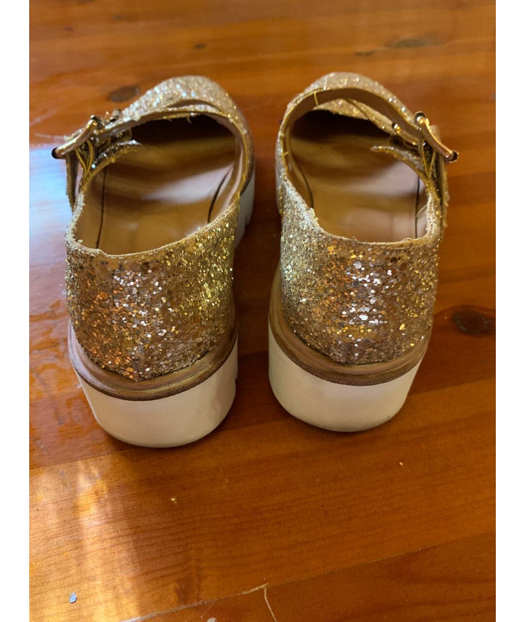 MM6 MAISON MARGIELA Золотые кожаные туфли, фото 5
