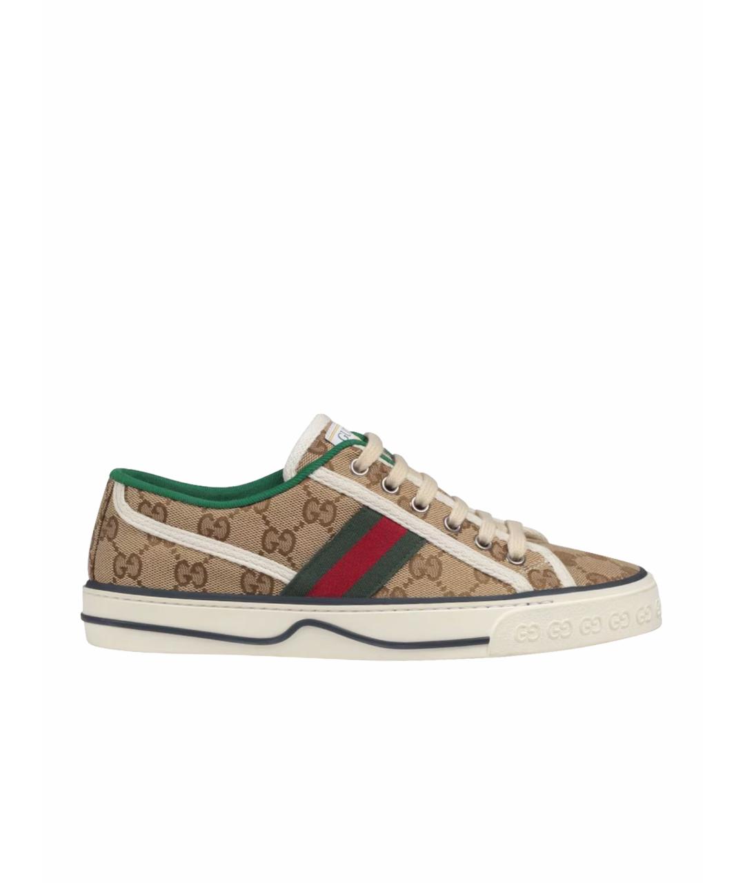 GUCCI Бежевые кожаные кеды, фото 1
