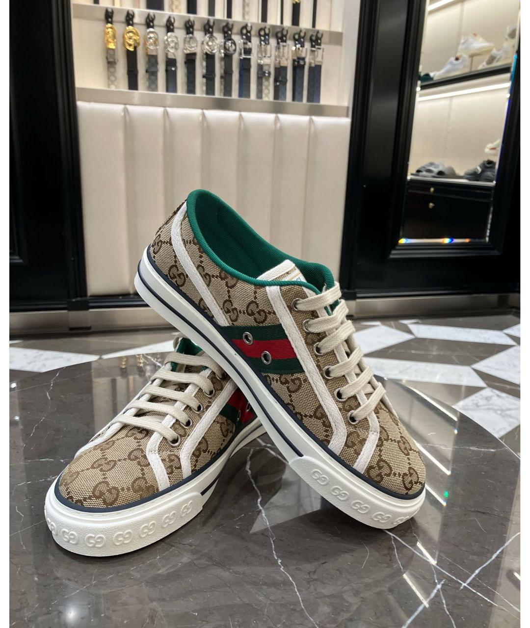 GUCCI Бежевые кожаные кеды, фото 8