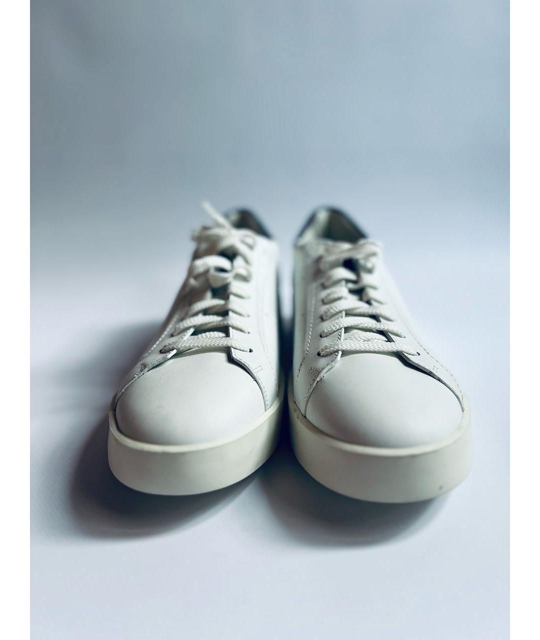 SANTONI Белые кожаные низкие кроссовки / кеды, фото 2