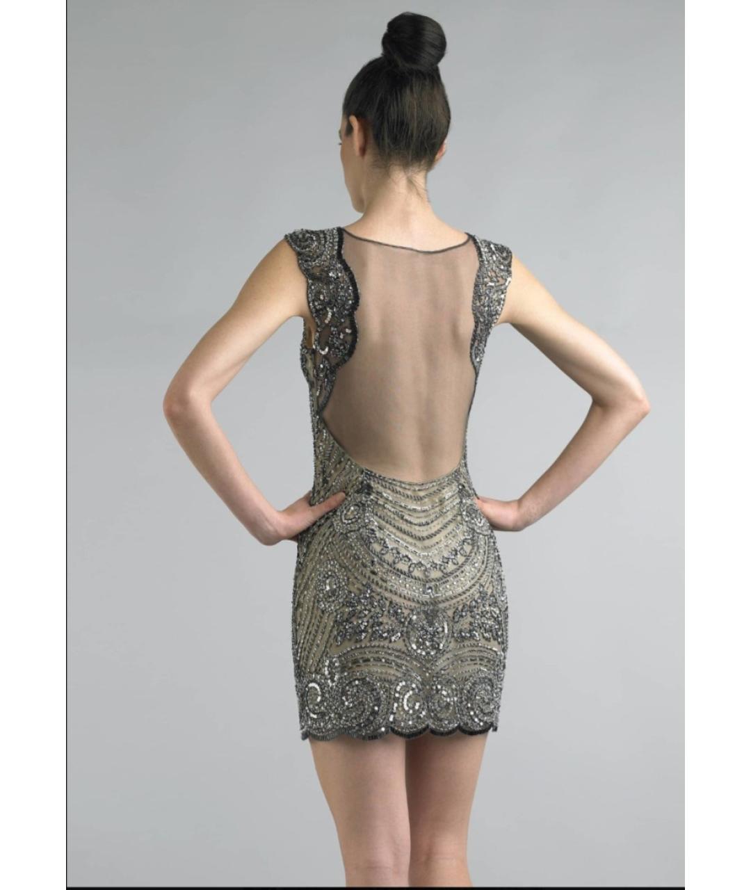 BASIX Серебряное полиэстеровое коктейльное платье, фото 6
