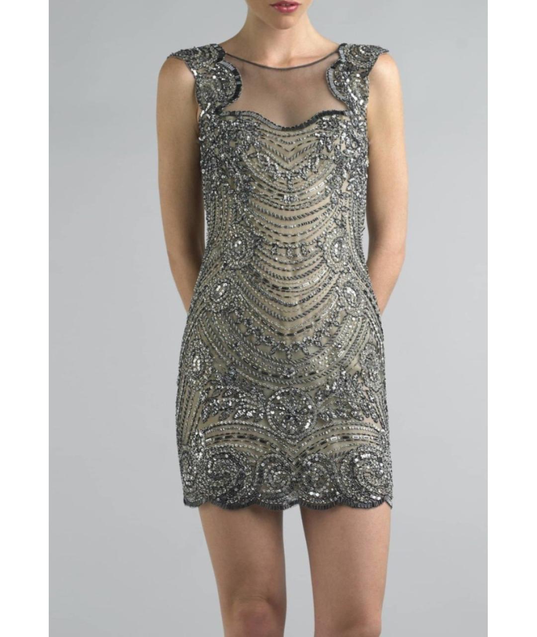 BASIX Серебряное полиэстеровое коктейльное платье, фото 5