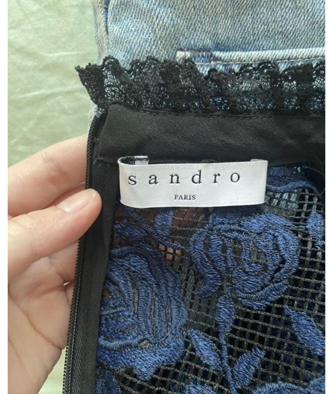 SANDRO Темно-синее полиэстеровое коктейльное платье, фото 3