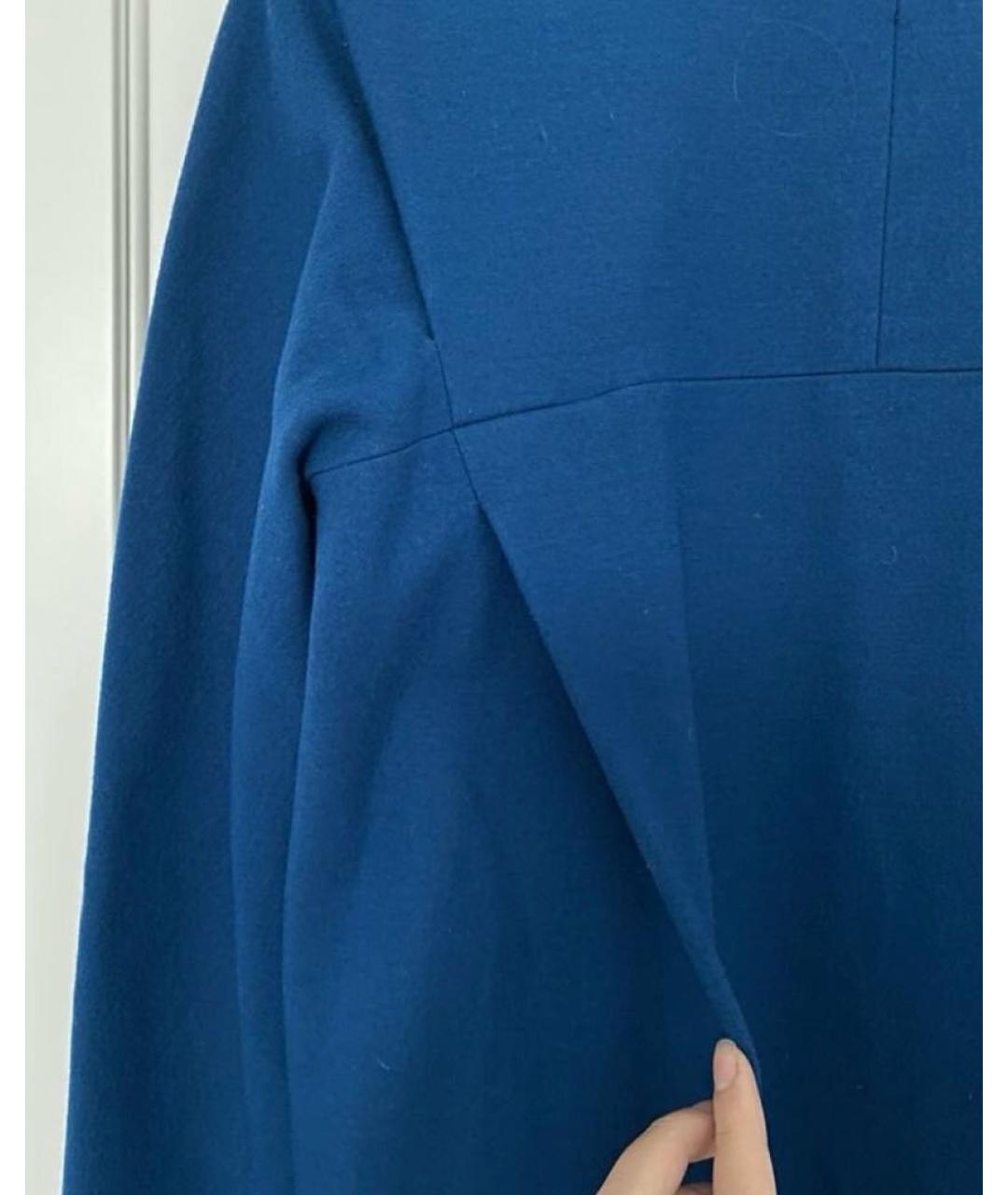 JIL SANDER Синее шерстяное повседневное платье, фото 3