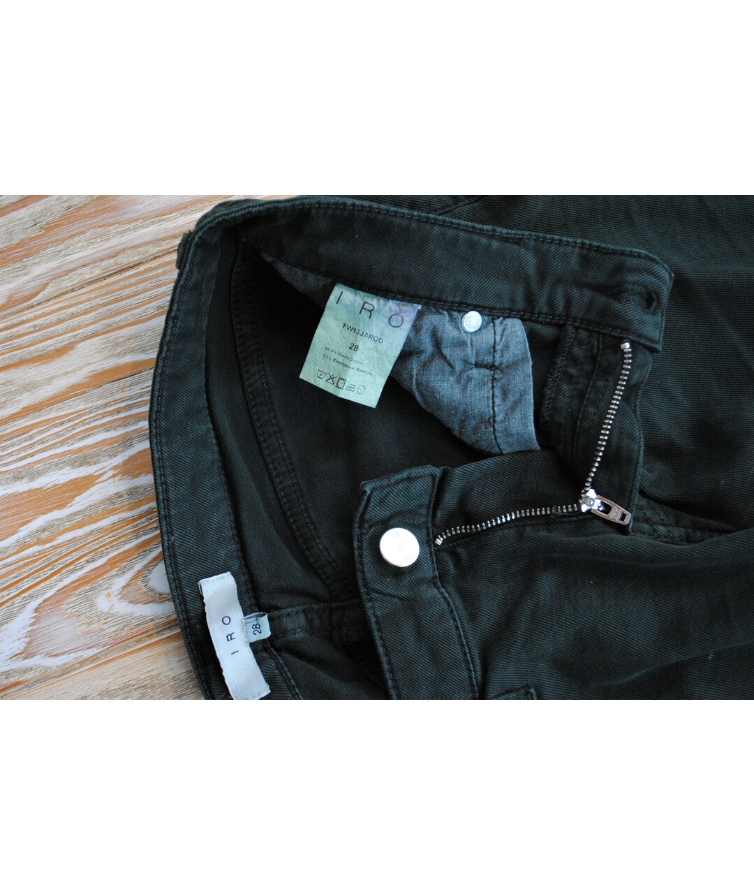 IRO Зеленые хлопко-эластановые джинсы слим, фото 3