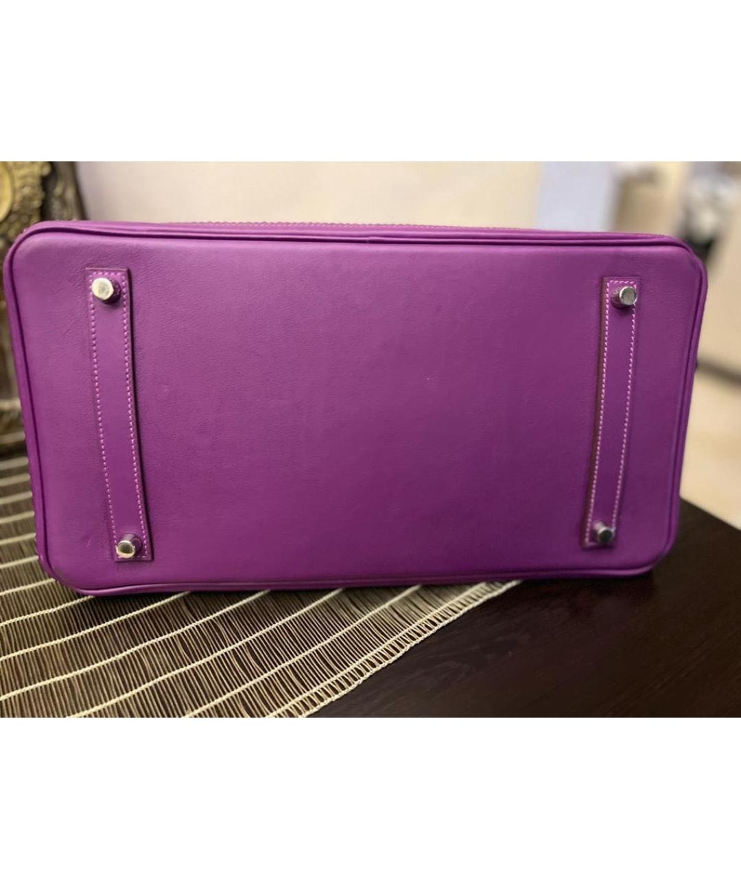 HERMES PRE-OWNED Фиолетовая кожаная сумка с короткими ручками, фото 5