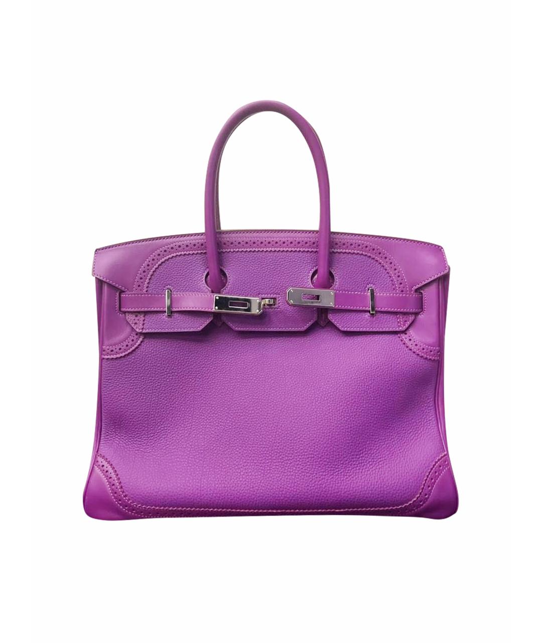 HERMES PRE-OWNED Фиолетовая кожаная сумка с короткими ручками, фото 1