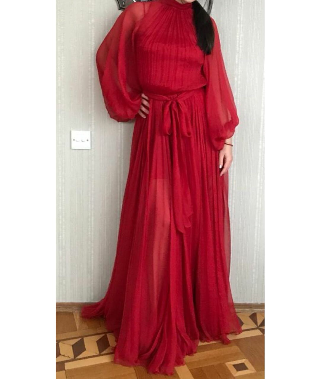MARIA LUCIA HOHAN Красное шелковое вечернее платье, фото 3