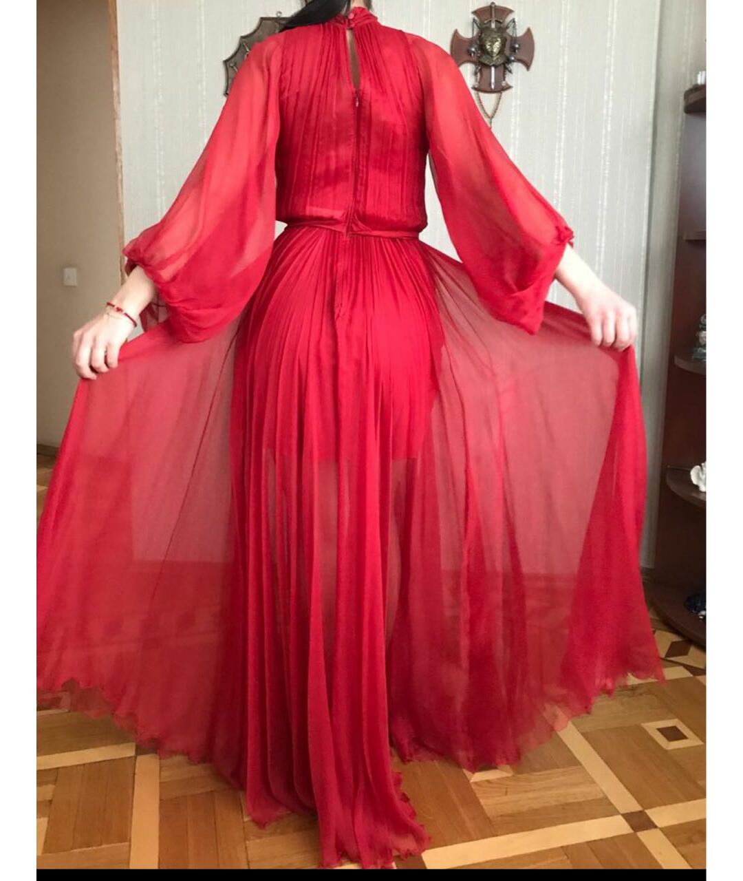 MARIA LUCIA HOHAN Красное шелковое вечернее платье, фото 2
