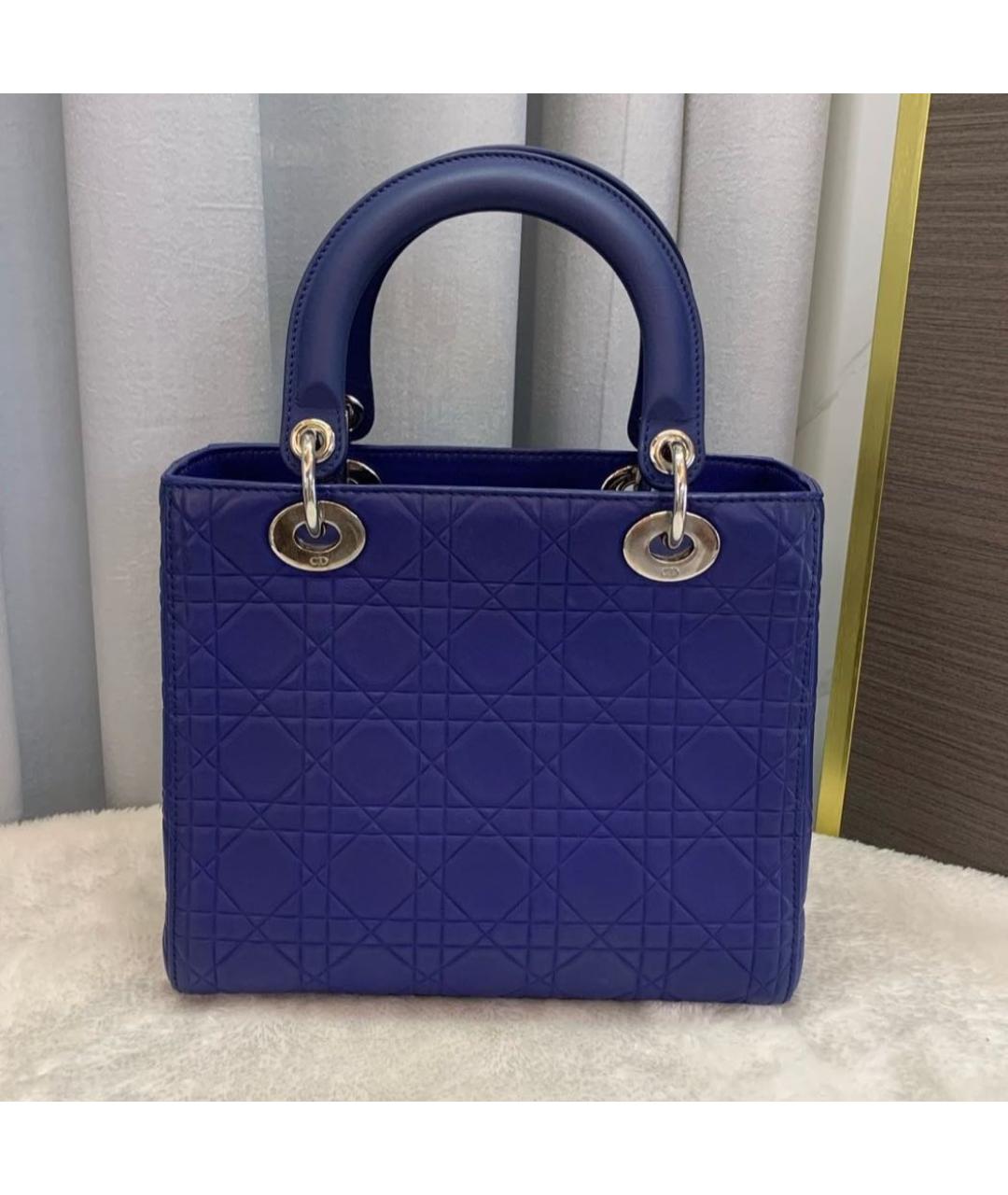 CHRISTIAN DIOR Синяя кожаная сумка тоут, фото 2