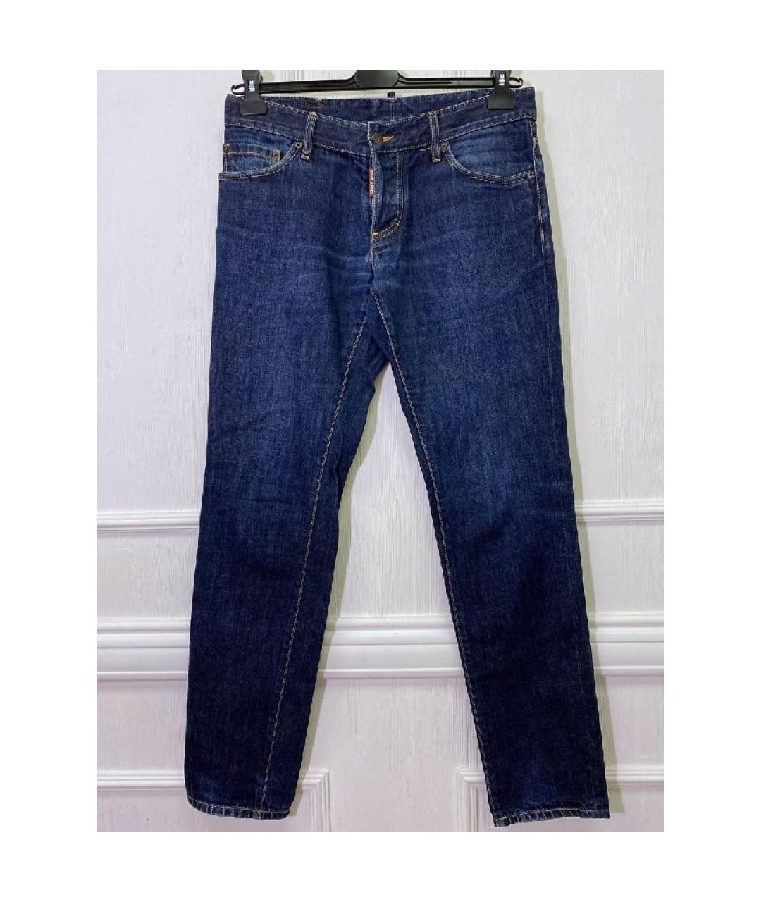 DSQUARED2 Синие хлопковые прямые джинсы, фото 8