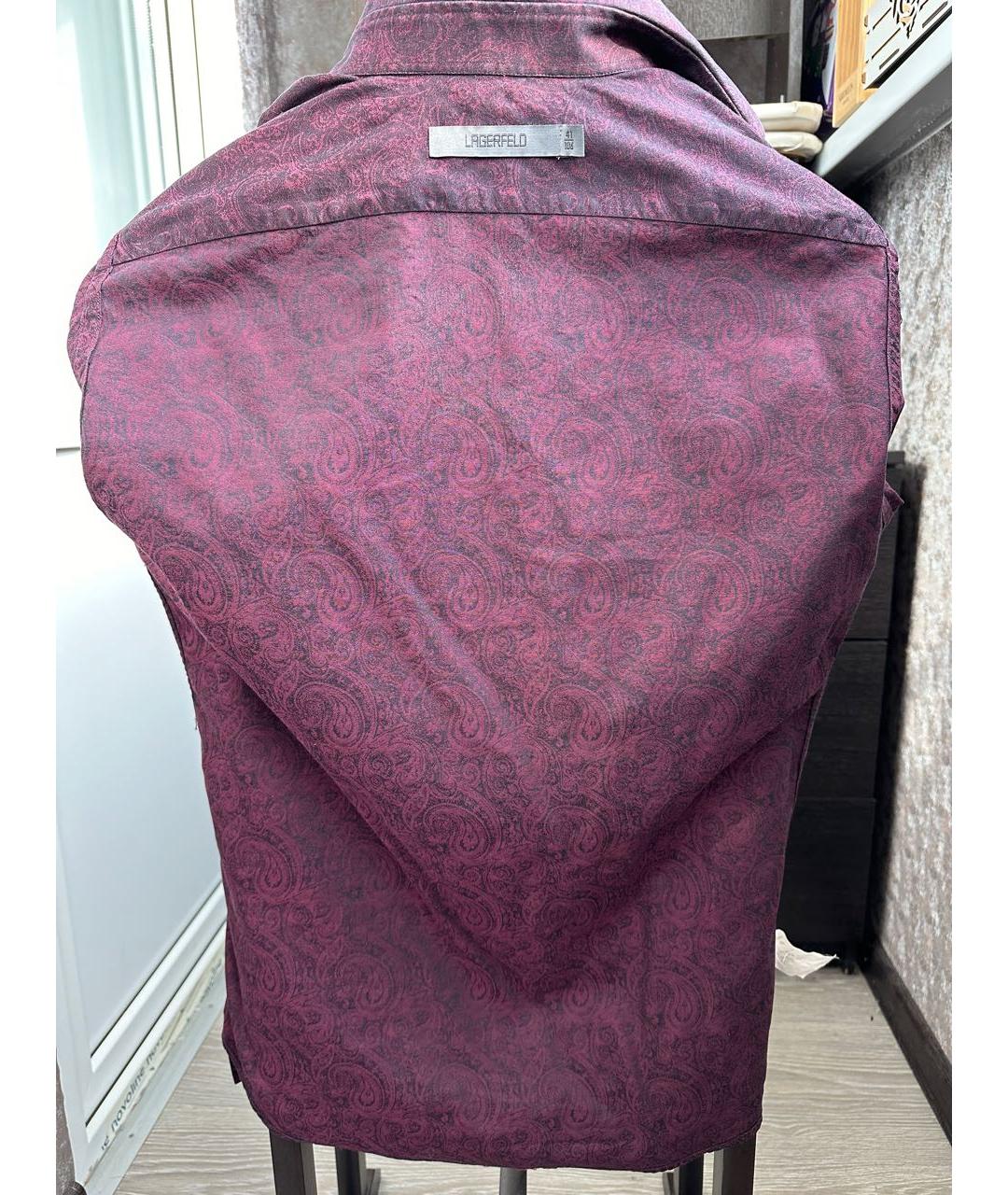 KARL LAGERFELD Бордовая хлопковая кэжуал рубашка, фото 3
