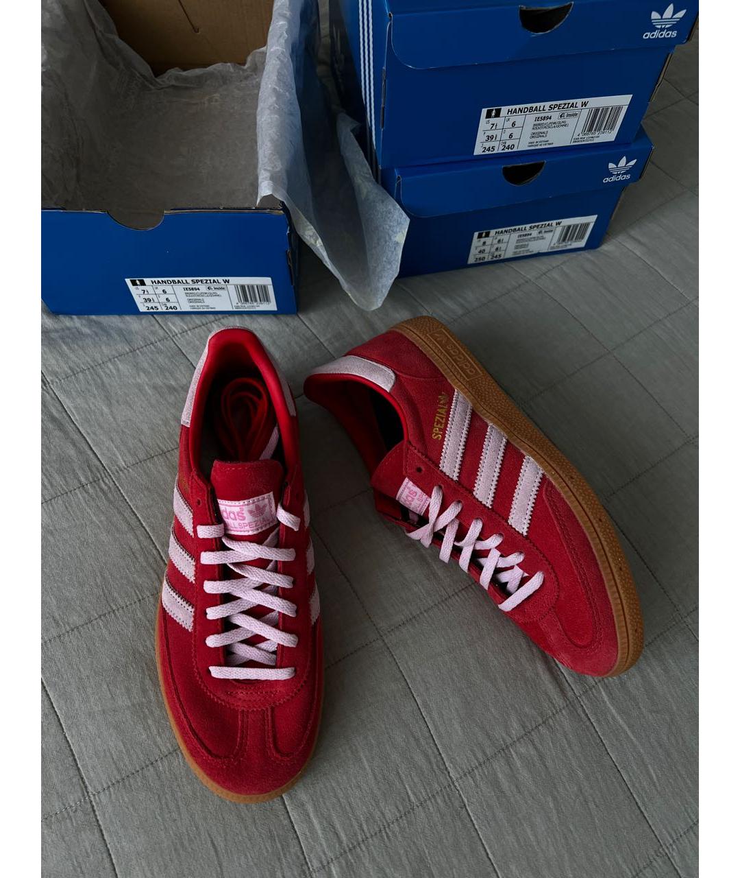 ADIDAS Красные замшевые кроссовки, фото 5