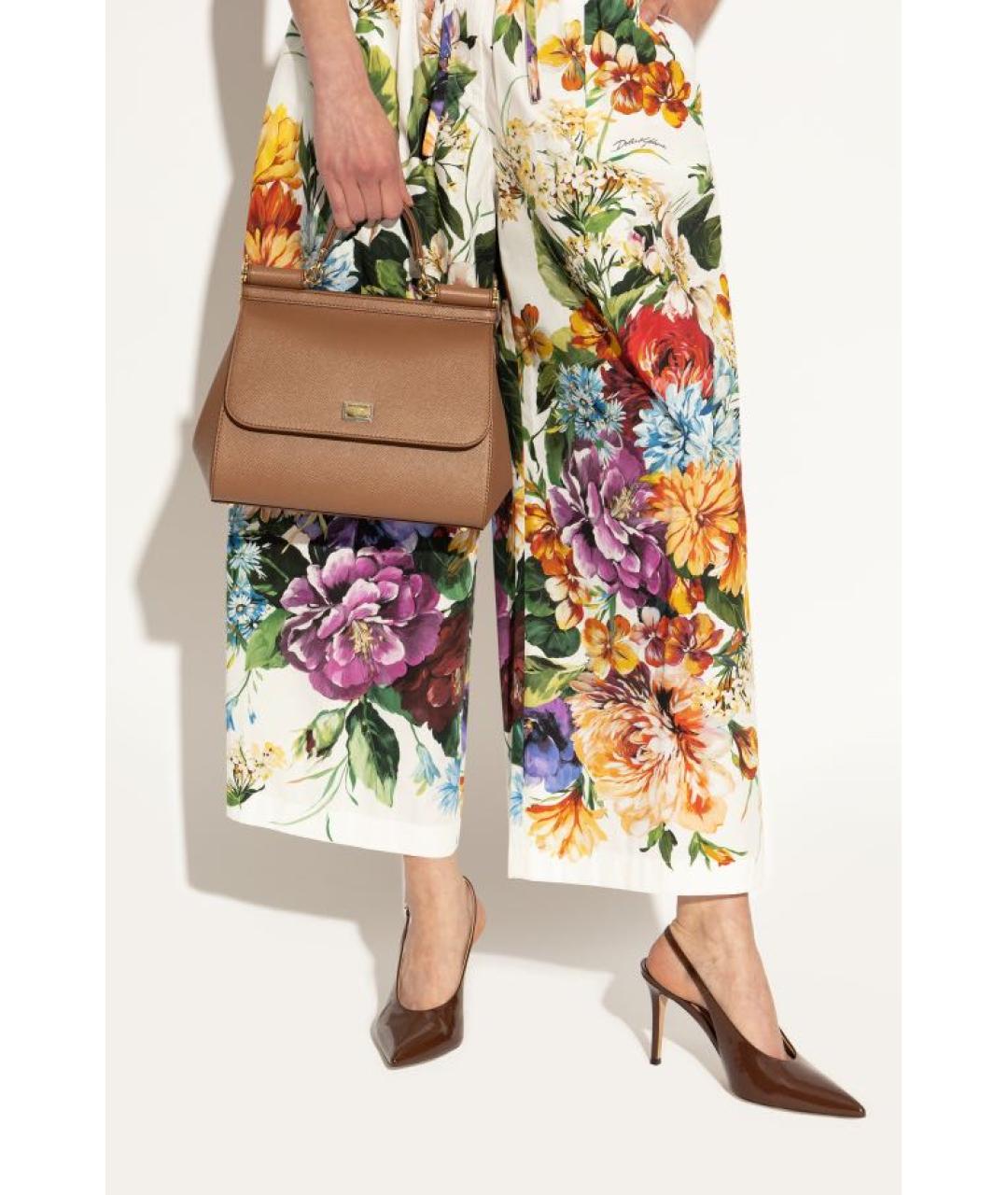 DOLCE&GABBANA Коричневая кожаная сумка с короткими ручками, фото 5