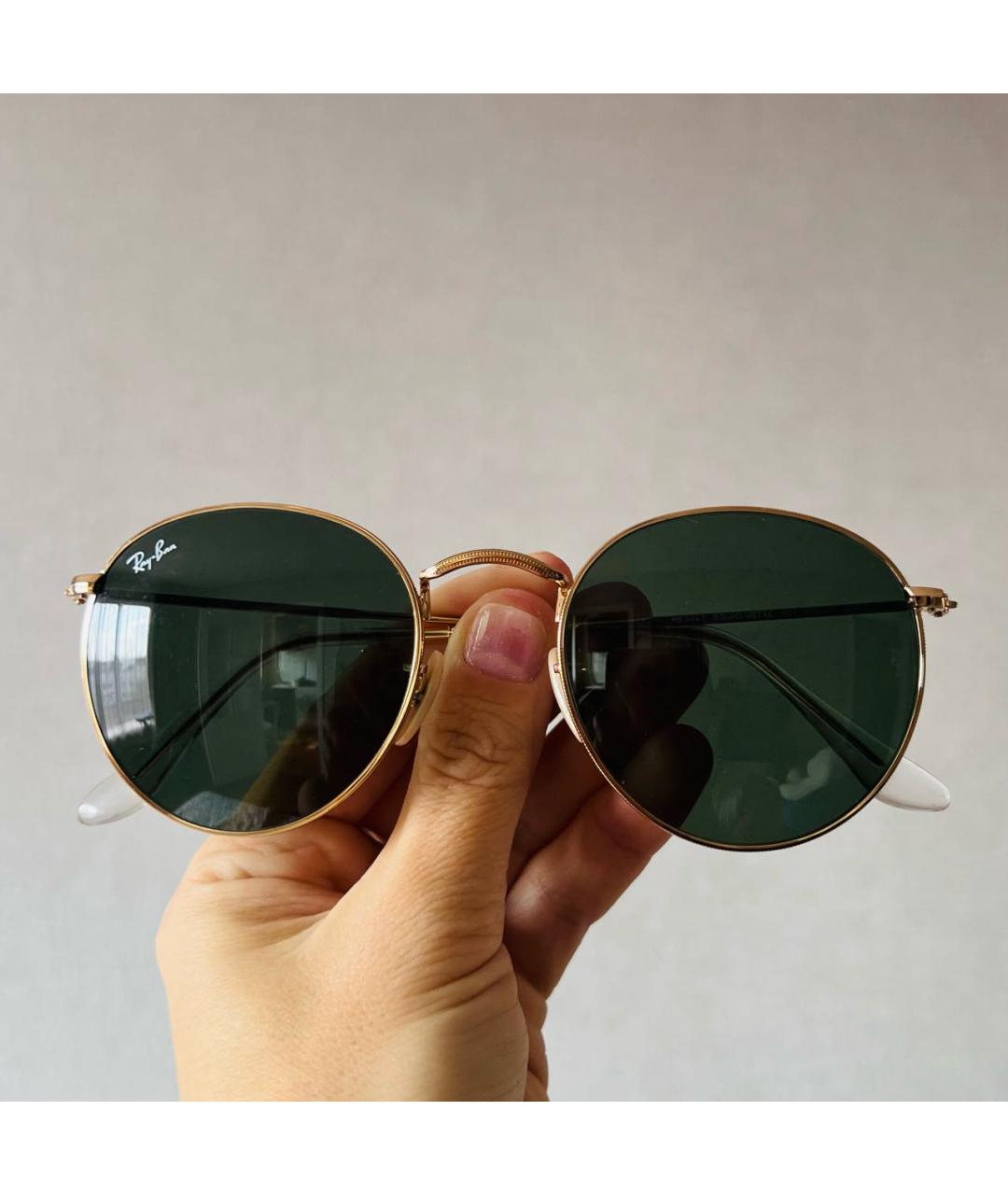 RAY BAN Золотые металлические солнцезащитные очки, фото 2