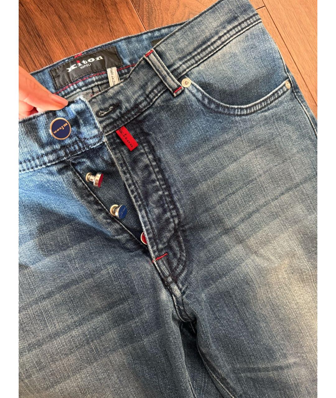 KITON Голубые хлопковые джинсы, фото 4