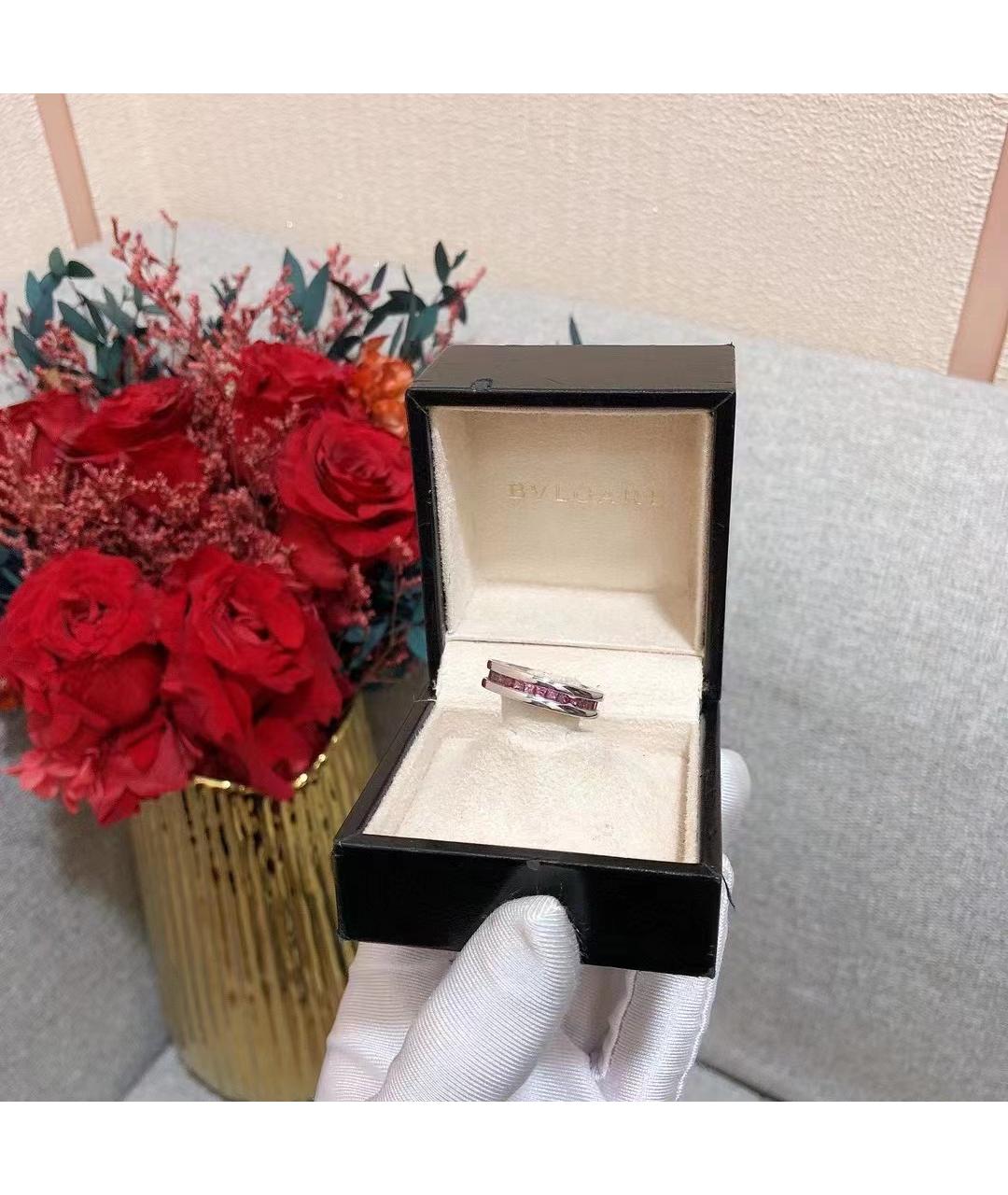 BVLGARI Розовое кольцо из белого золота, фото 3