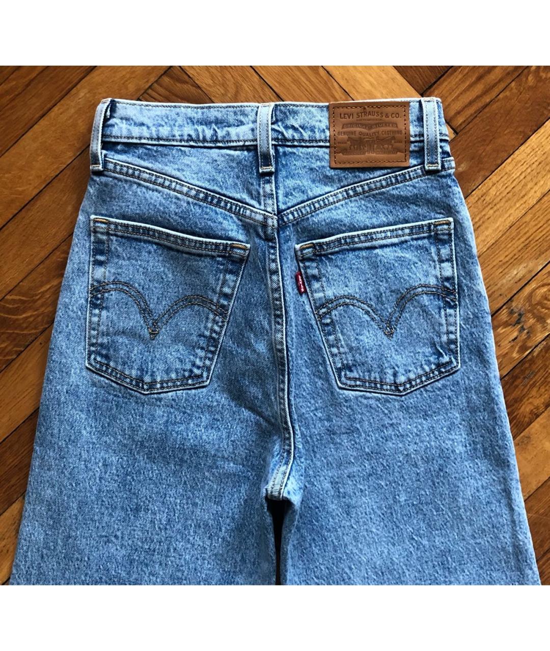 LEVI'S Голубые хлопко-эластановые прямые джинсы, фото 7