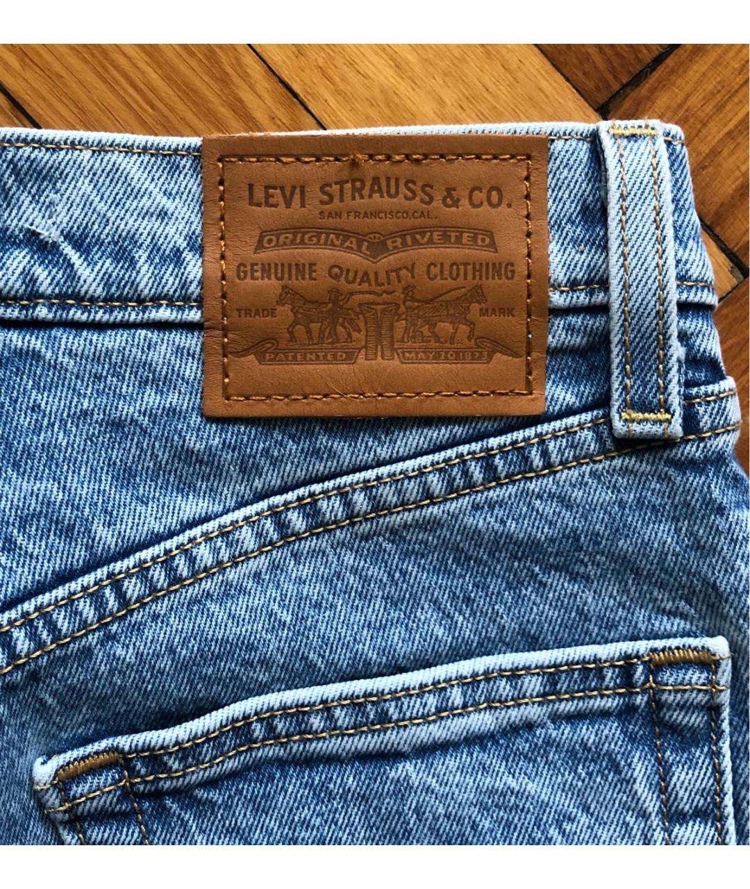 LEVI'S Голубые хлопко-эластановые прямые джинсы, фото 4