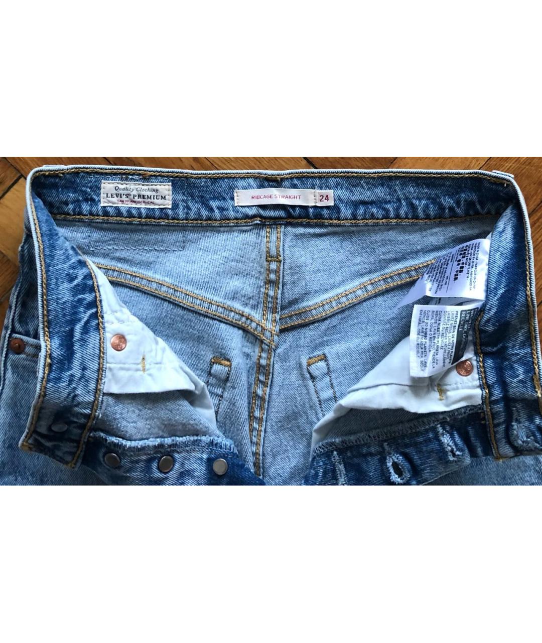 LEVI'S Голубые хлопко-эластановые прямые джинсы, фото 3