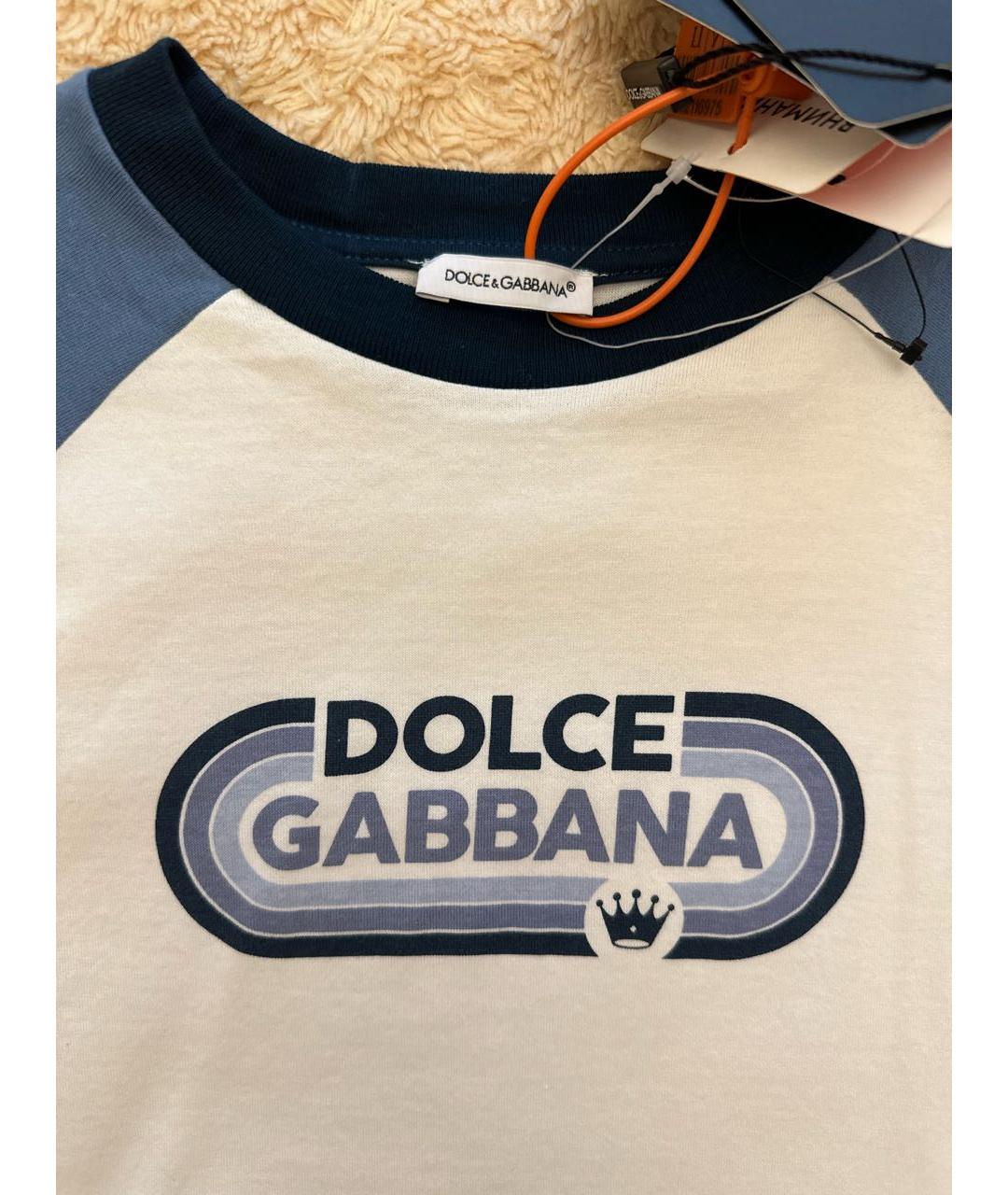 DOLCE&GABBANA Белая хлопковая детская футболка, фото 3